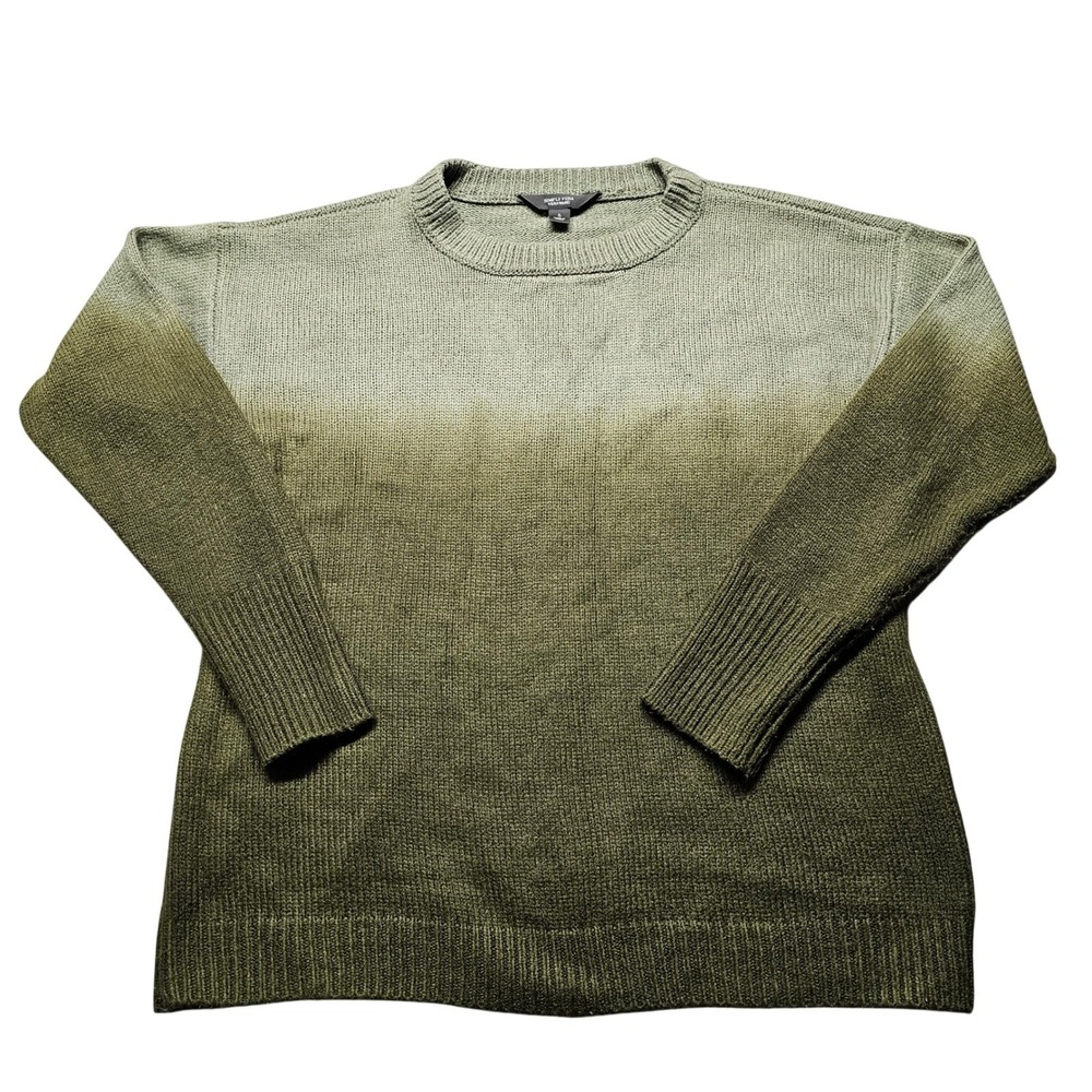 Simply Vera Vera Wang Womens Olive Green Ombre Crew Neck Knit Sweater Size S